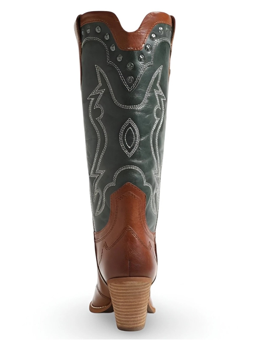 Sam Edelman James2 Brown Leather Western Boots with Dark Green Shaft Sz 8 new - Picture 5 of 8